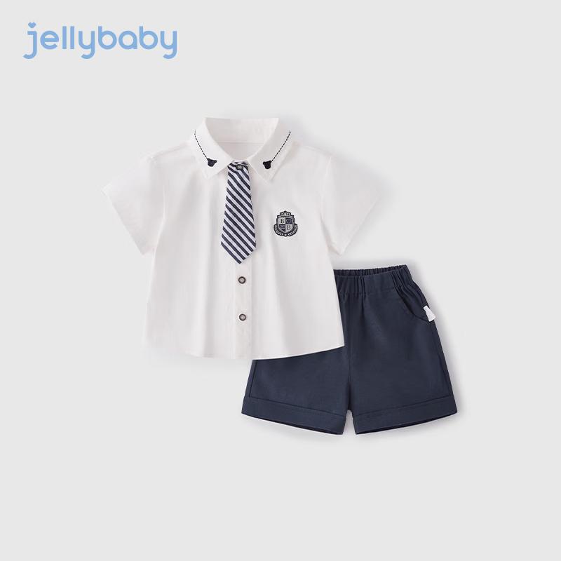 JELLYBABY Boys  Summer Gentleman Academy Style Shirt & Shorts Set 140