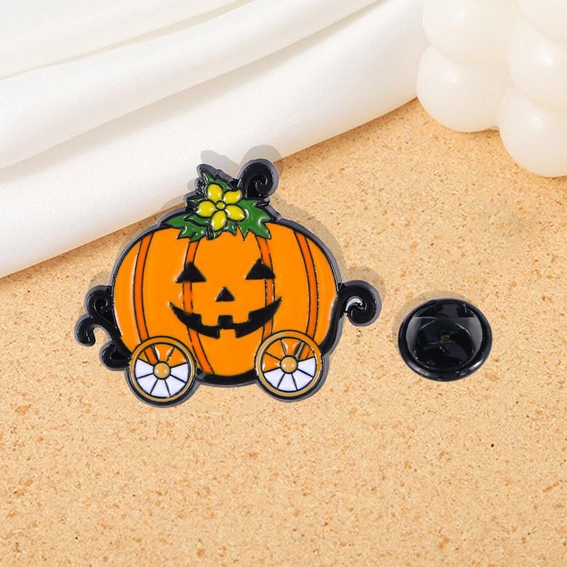 Popular Series Brooch Pumpkin Skull Ghost Alloy Oil Drip Metal Cartoon Punk Horror Badge