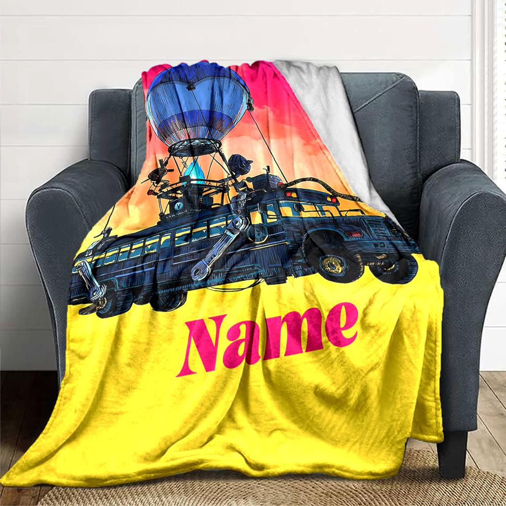 Custom Name Rainbow Fox Adventure blanket for Couch & Bed, Plush Cozy Fuzzy Blanket Super Soft & Warm Blankets for Fall and Winter. 0908190