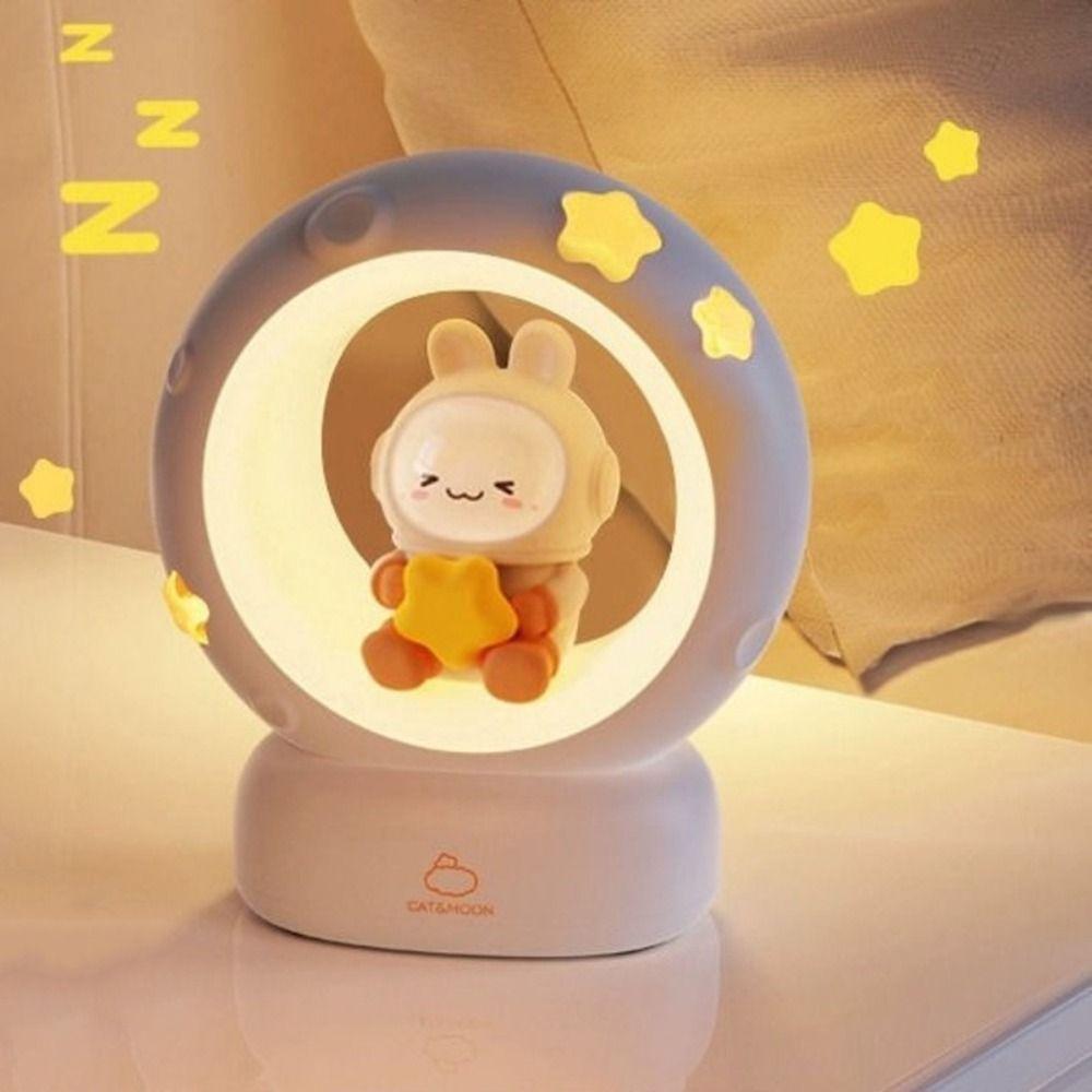 USB Charging Rabbit Cat Night Light Adjustable Brightness Eye Protection Cartoon Rabbit Lamps Decorative Soft Light