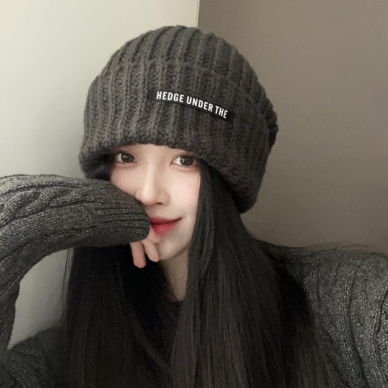 Big Head Circumference Wool Hat for Women, Small Face In Autumn and Winter, Warm Ear Protection, Knitted Cold Hat, Loose Pile Hat for Men
