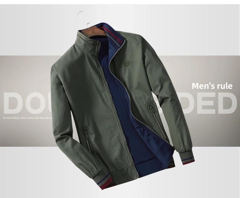 Pánská oboustranná bavlněná bunda na jaro a podzim - Stojáček, ležérní styl