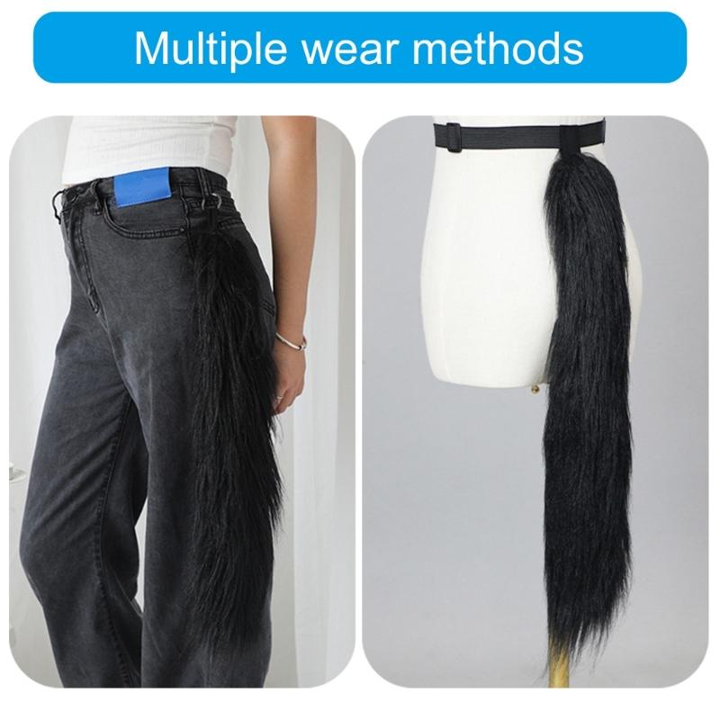 Lovely Plush Tail Animal Tail Cats Ears Headband Foxes Tail Adjustable Belt for Halloween Christmas Carnivals Party