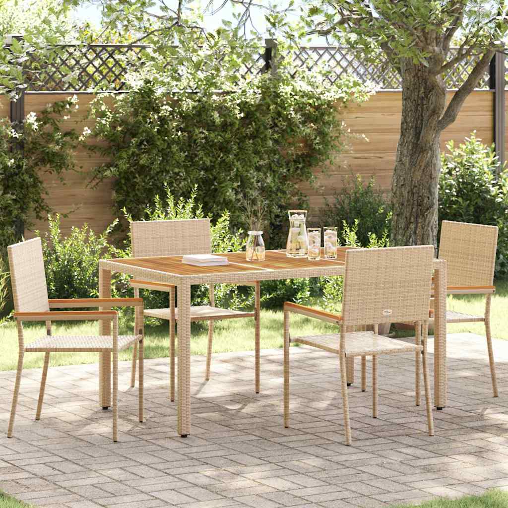 Garden Stackable Chairs 4 Pcs Cream & Brown 54 X 56 X 90 Cm
