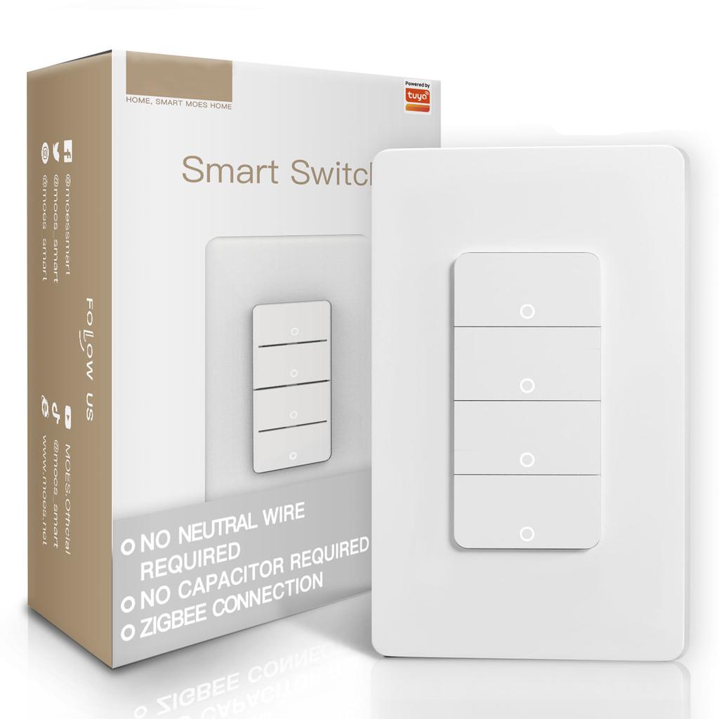 LangYeao Zigbee Smart Light Switch US Standard, No Neutral/Neutral Wire Optional 10A Works with Alexa Google Home