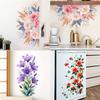 Self-adhesive Floral Wall Stickers Peony Bright Orange Flowers for Fridge Wall Home Decor