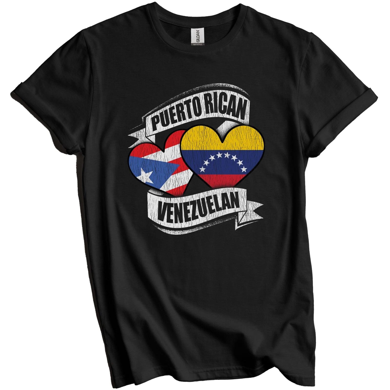 Puerto Rican Venezuelan Hearts Puerto Rico Venezuela Flags T-Shirt L