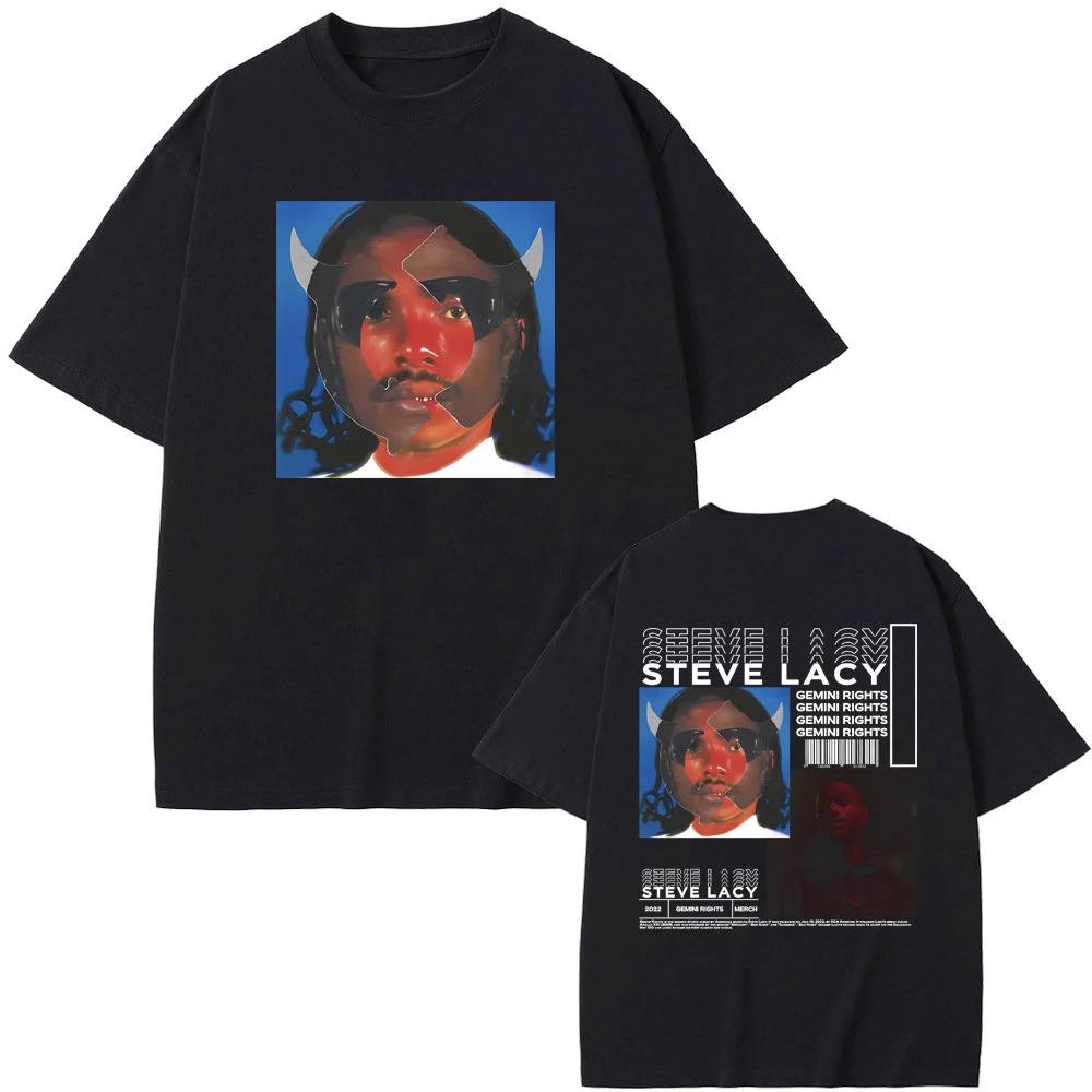 Rapper Steve Lacy Album Gemini Rights Poster Print Tshirt Streetwear Hip Hop Men Women Fashion Cotton Tee Oversized Casual Tops S