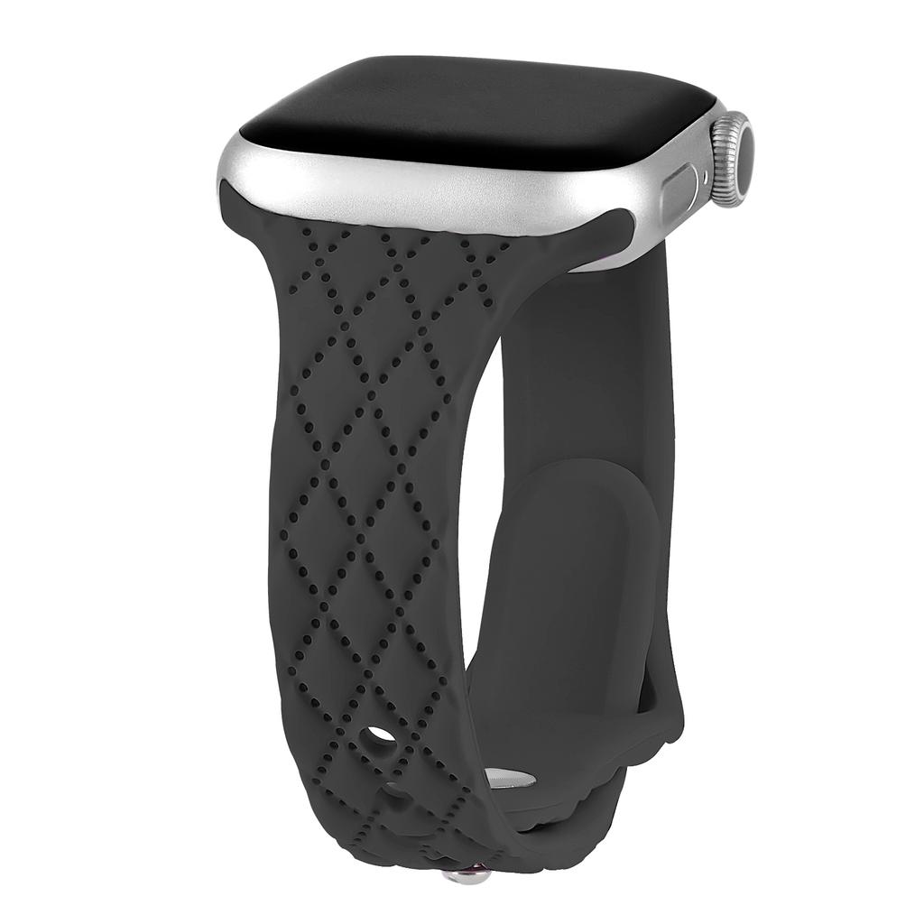 Slim Engraved Silicone Strap for Apple Watch Band 40mm 41mm 45mm 44mm 38mm 49mm Bracelet Iwatch Series 9 8 7 6 5 4 3 SE Ultra 2