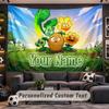 Wall Hanging Tapestry Custom NamePlants vs. Zombie Pattern Personalized Printed Fabric Wall Decor