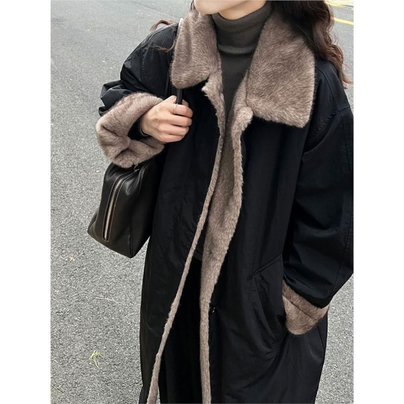 Johnature Korean White Duck Down Long Coat Contrasting Fur Collar  Women Winter Casual Warm Comfortable Jackets