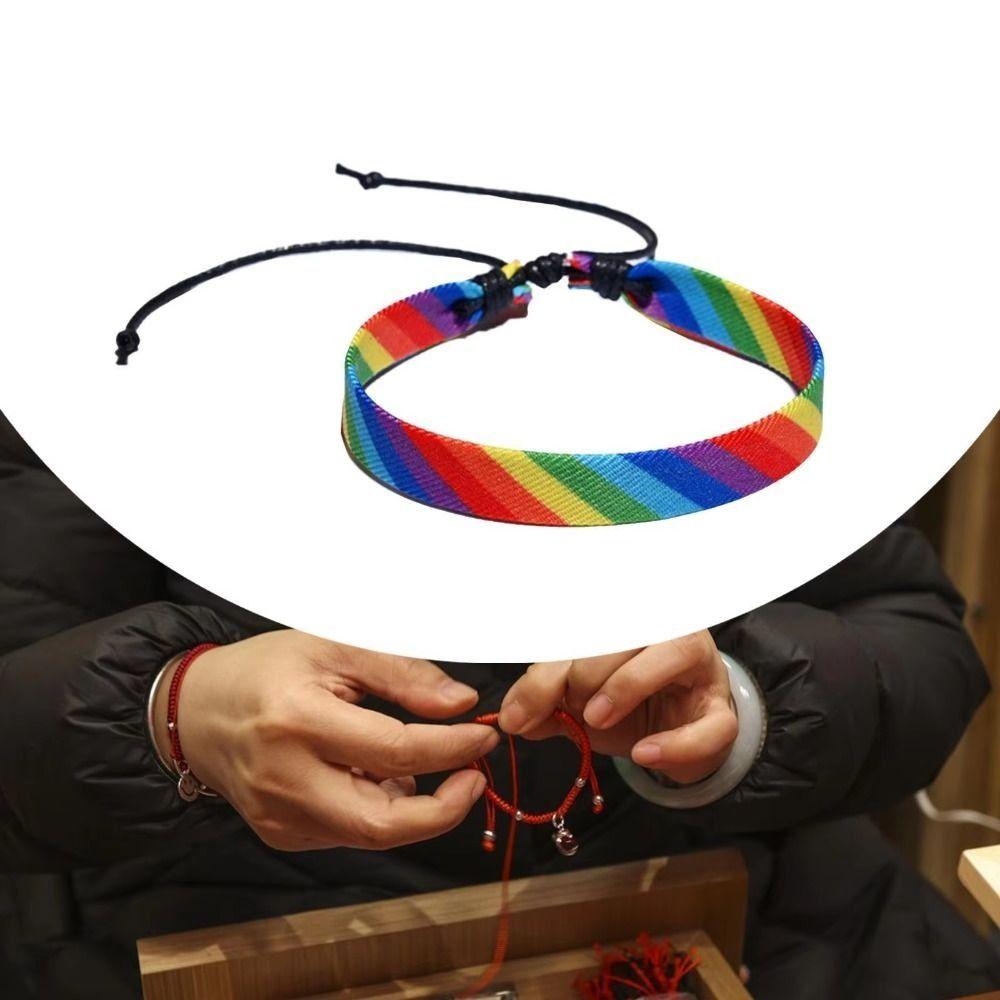 

4Pcs Colorful Rainbow Bracelet Pride Day Rainbow Rope for Men Women For Couples різнокольоровий