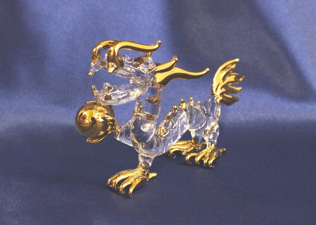 Fourcato Handmade Glass "Emperor Dragon" with Gold Orbs, Small x 6 Pieces