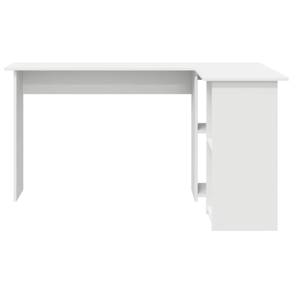 White Corner Desk with Shelf 142 x 102 x 73 cm Engineered Wood