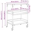 Kitchen Trolley Black Oak Effect 60 X 41 X 80.5 Cm