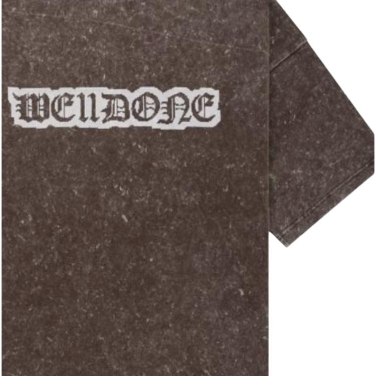 We11done Ss24 Pixel Print Round Neck Washed Short Sleeve T-Shirt Unisex T-Shirt Brown WD-TT1-24-798-U-BR