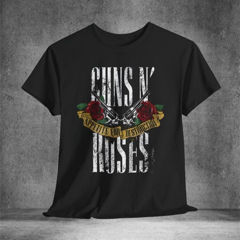

Летняя мода 2026 Модный Винтажная футболка и толстовка с графикой Guns N Roses _ Футболка с логотипом металкор-группы Хип-хоп Уличная одежда Оверсайз Футболка 4XL