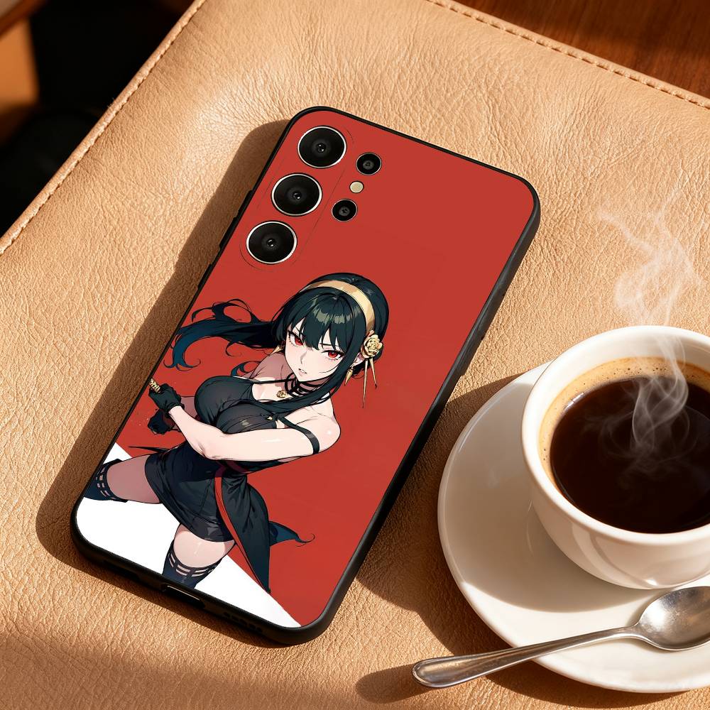 Cool Y-Yor F-Forger Anime Phone Case For Samsung S26,S25,24,23,22,30,21,10,9,Ultra,Plus,Lite,Black Soft Case