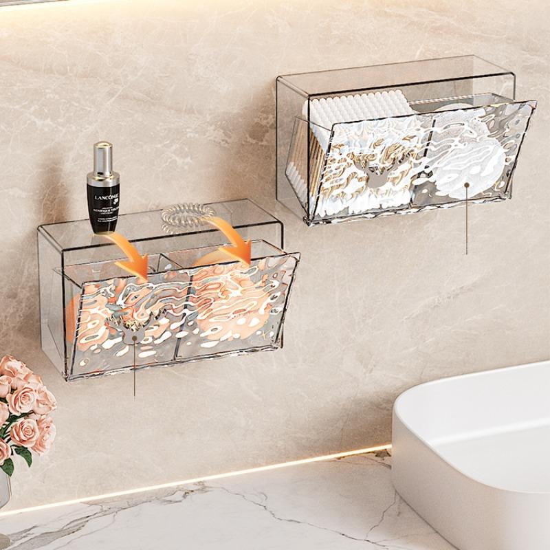 Aufbewahrungsbox für Wattepads Haushalts-Badzubehör Tragbares Make-up Transparent Wandmontiert Staubdicht Schützend Täglich Neu