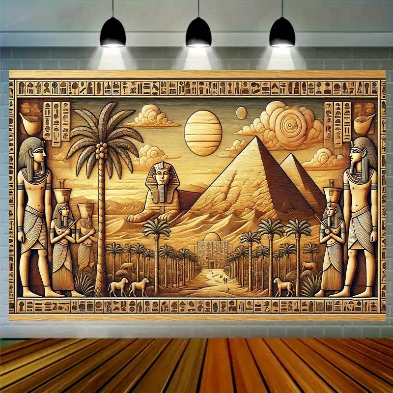 Egyptian-themed party banner, multi-colored ancient Egyptian design background, suitable for indoor and outdoor decoration.