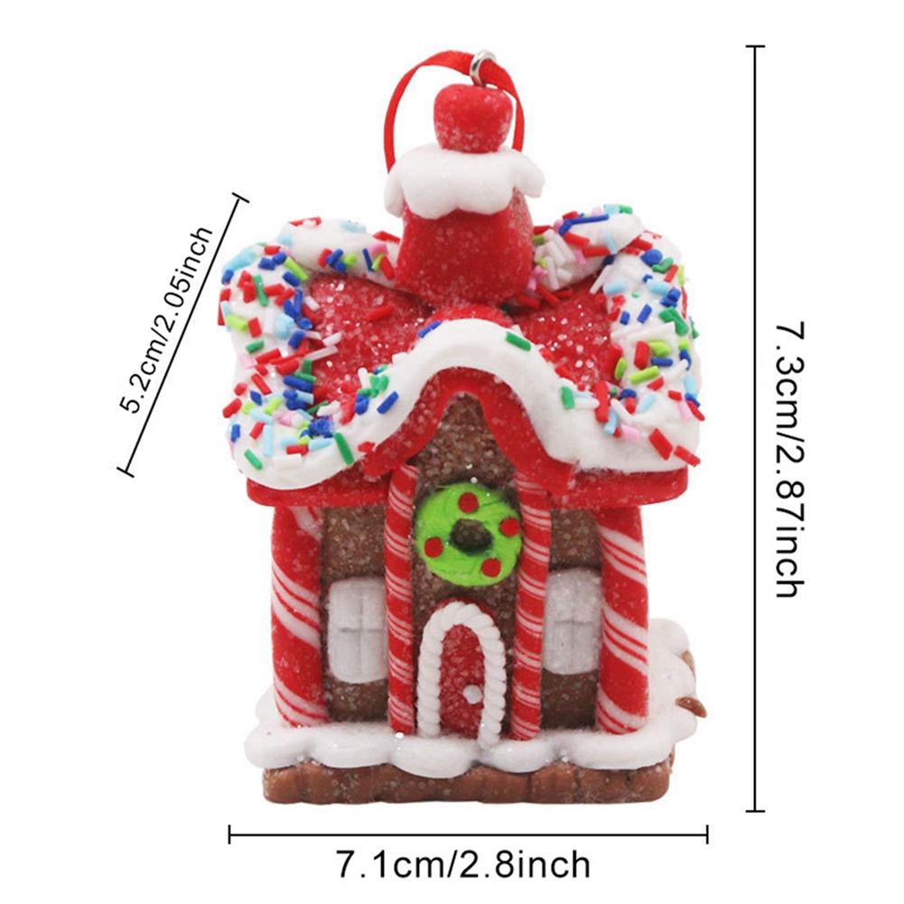 3/5pcs Soft Clay Christmas Little House Pendant Christmas Cottage Desktop Decoration