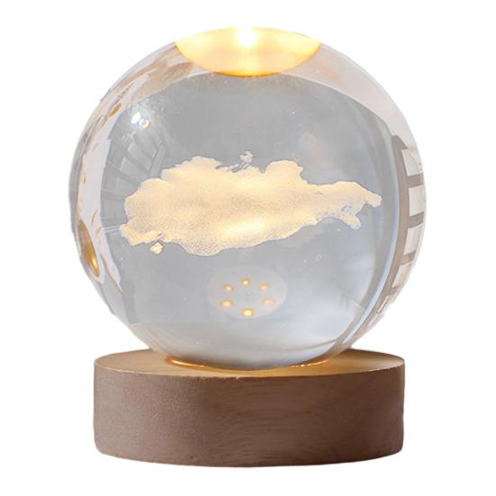 Faux Crystal Ball Night Light 3D Space/Cloud/Astronaut Engraved Clear Ball with LED Light for Bedroom Living Room Birthday Gift for Teens Boys Girls