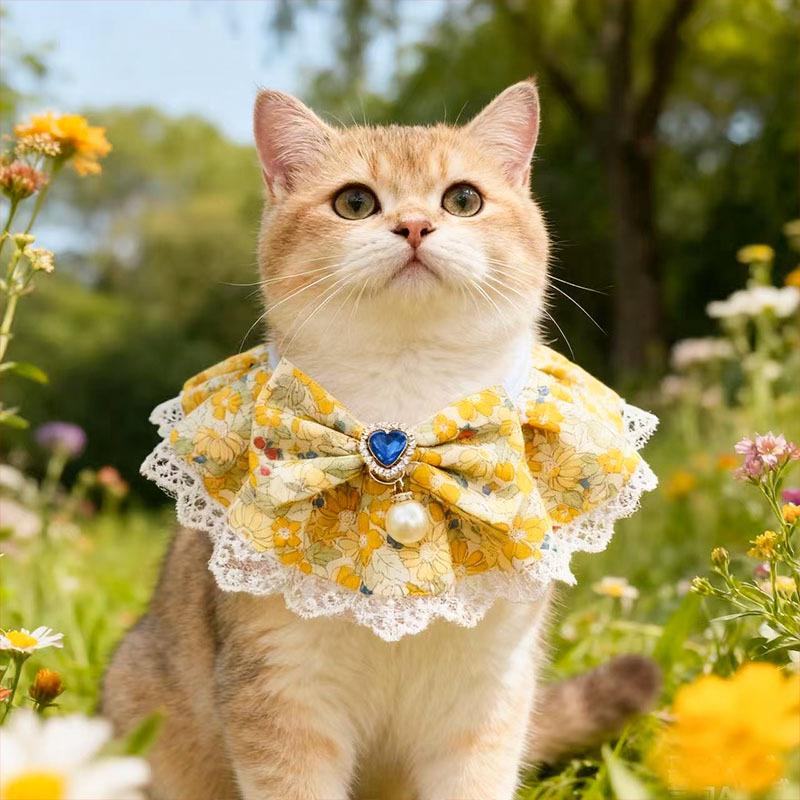

New cat collar, cute pet scarf, scarf, dog saliva scarf, scarf, bib, teddy bear. free size ( 1.5kg to 11kg ) жёлтый