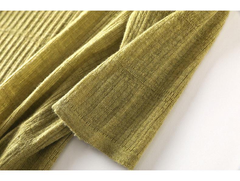 Women's Wool Knit Top, Loose Fit, 3/4 Sleeve, Crew Neck, Base Layer - Spring/Autumn 2023.