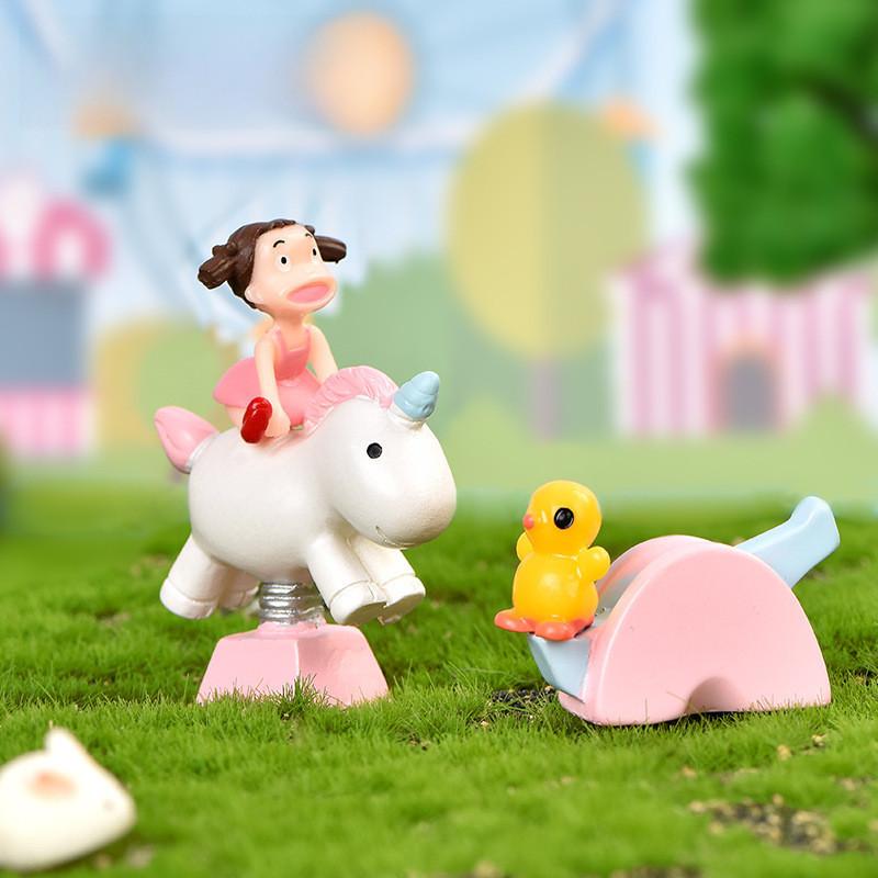 Playground Resin Charming Micro Landscape Diy Cake Decoration Carousel