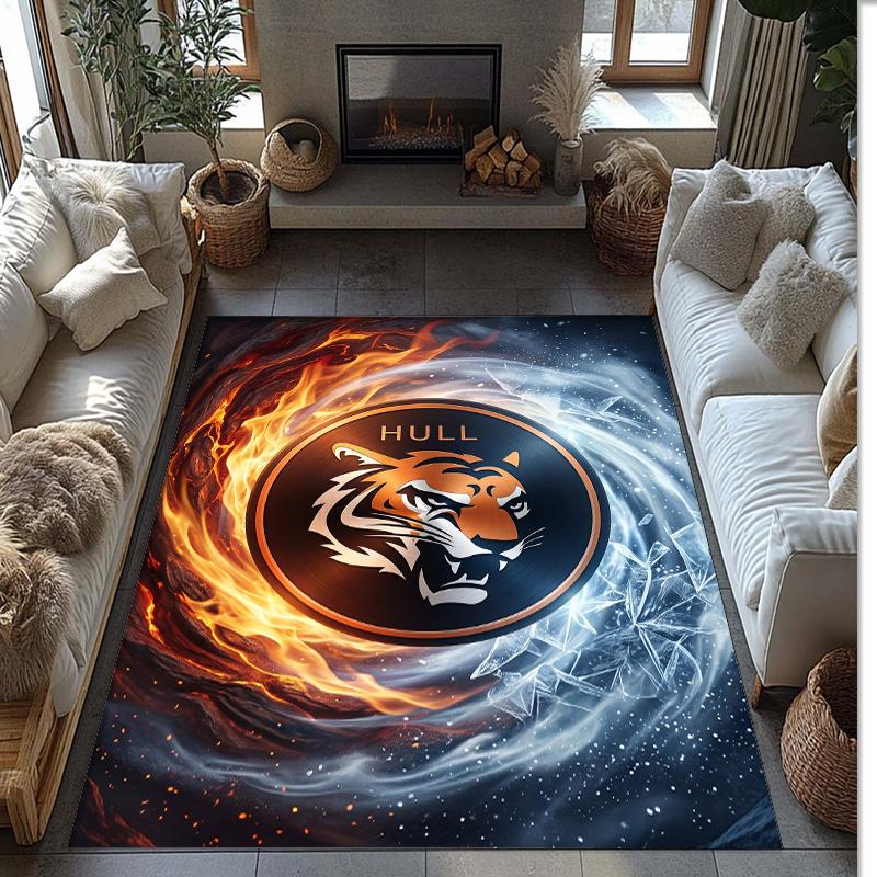 Tappeto in Velluto di Cristallo con Stampa Calcio Hull City, Comodo Assorbente d'Acqua Antiscivolo Tappeto per Pavimento Interno