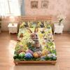 3Pcs Easter Cartoon Bunny Printed Bed Sheet Set In Multiple Sizes Soft Bed Covers Bedroom Bedding Holiday Decorations