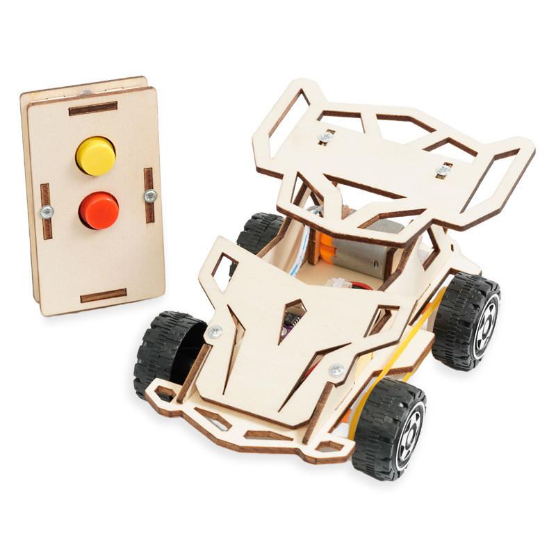 Kids Educational Science Diy Wooden Remote Control Car Model Kit Handmade Assembly Steam Toy