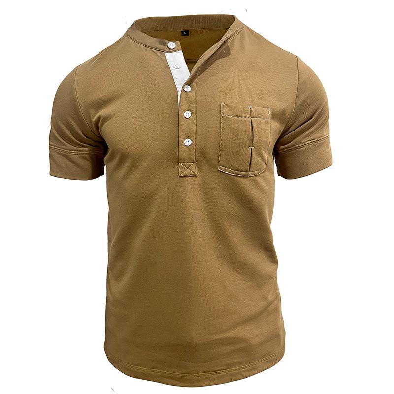 Men's Classic Henley Shirts Casual Workout Short Sleeve Button T-Shirt with Pocket Summer Slim Fit Lightweight Tee Tops for Men Basic Henley Shirts