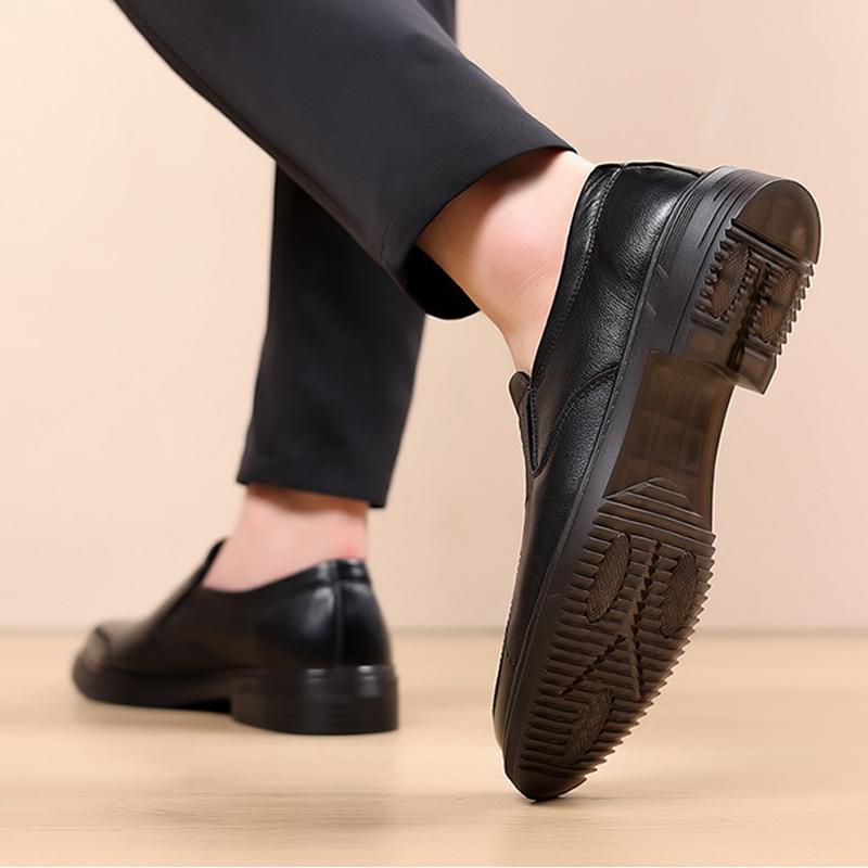 Genuine Leather Shoes Men's Leather Shoes Black Soft Leather Soft Bottom Men Elegant Casual Business Luxury Social Male Shoe