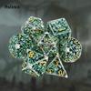 7 Pcs Silver Green Octopus Metal Dice Hollow Metal Polyhedral Dice Set Suitable for Role-Playing RPG  Board Game Card Game
