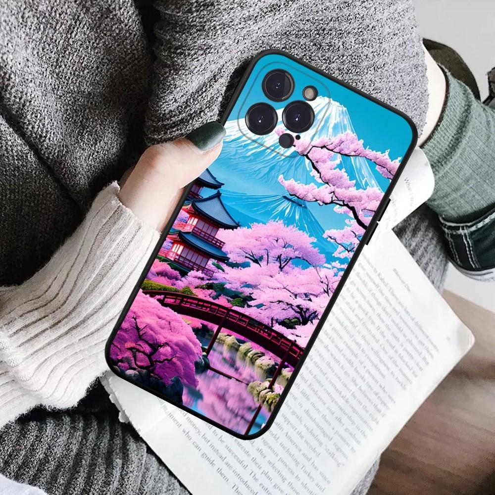 Japanese Landscape Phone Case For IPhone 16 15 8 7 6 6S Plus X SE XR XS 14 11 12 13 Mini Pro Max Mobile Case