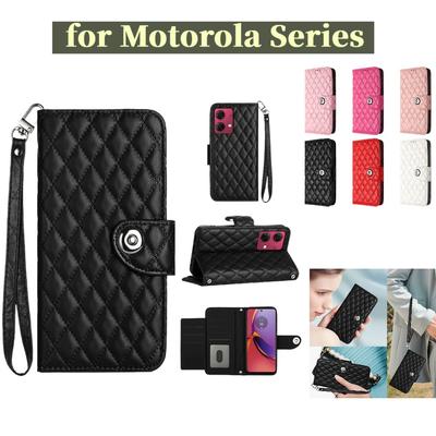 6-farbige PU-Leder-Handyhülle mit Rauten-Karomuster, Handgelenksschlaufe und Brieftasche für Motorola Moto E13, E20, E30, E40, Moto G, Moto G Play, G04, G05, G13, G23, G53 ...