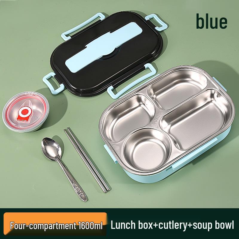 Large Stainless Steel Lunch Box with Lid and Soup Bowl, Insulated Meal Tray for Students and Office Workers