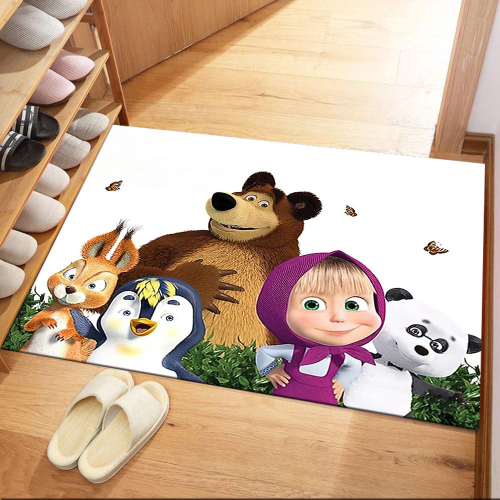 Masha Bear Area Rug Design for Kitchen Study Room Foyer Balcony Anti-slip Rug Office Home Decor Birthday/Christmas Gift