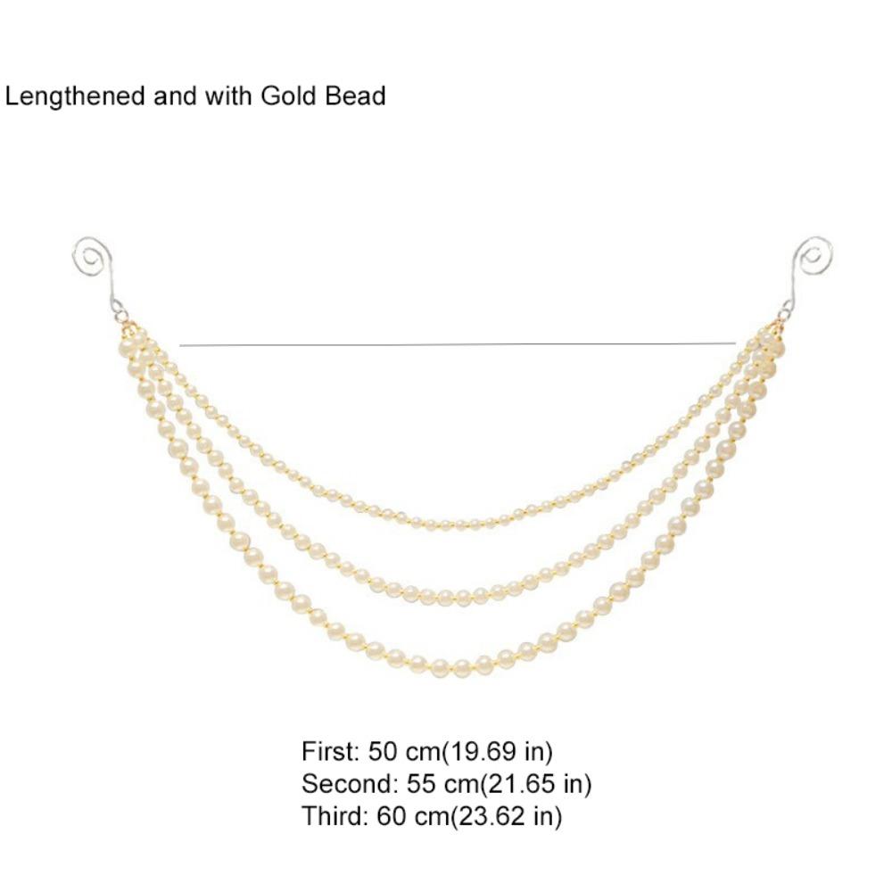 Three-layer Christmas Tree Pearl Chain Pendant Simulated Pearls White Christmas Pearl Garland with Hanging Hooks