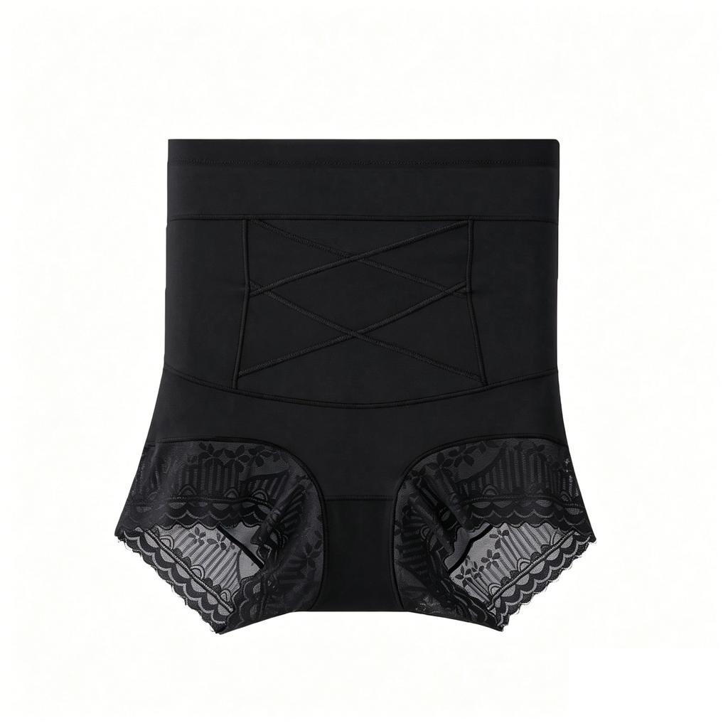 High Waist Shaping Underwear Women Seamless Control Panties Tummy Slimming Body Shaper Briefs with Lace Trim for Comfortable Fit