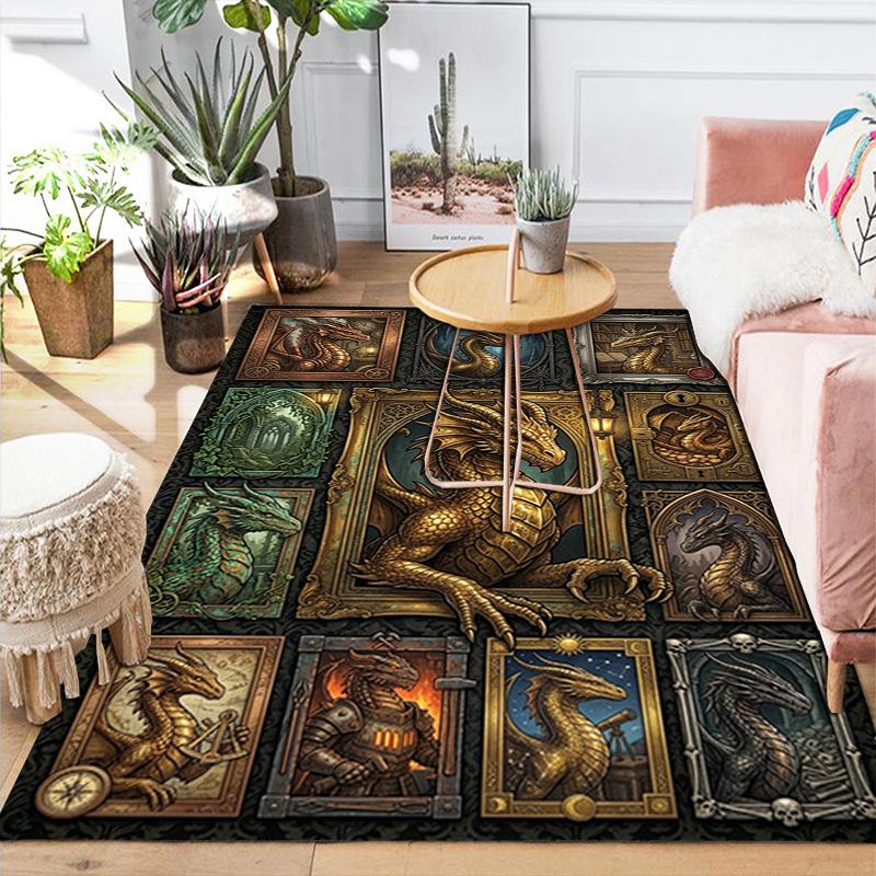 Golden Dragon Compilation Pattern Rug Floor Mat for Living Room or Bedroom Soft and Comfortable Carpet a Gift for Birthday and Holiday.