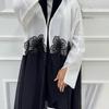 MQ210 Elegant 3D Applique Crinkle Abaya Cardigan for Modest Fashion