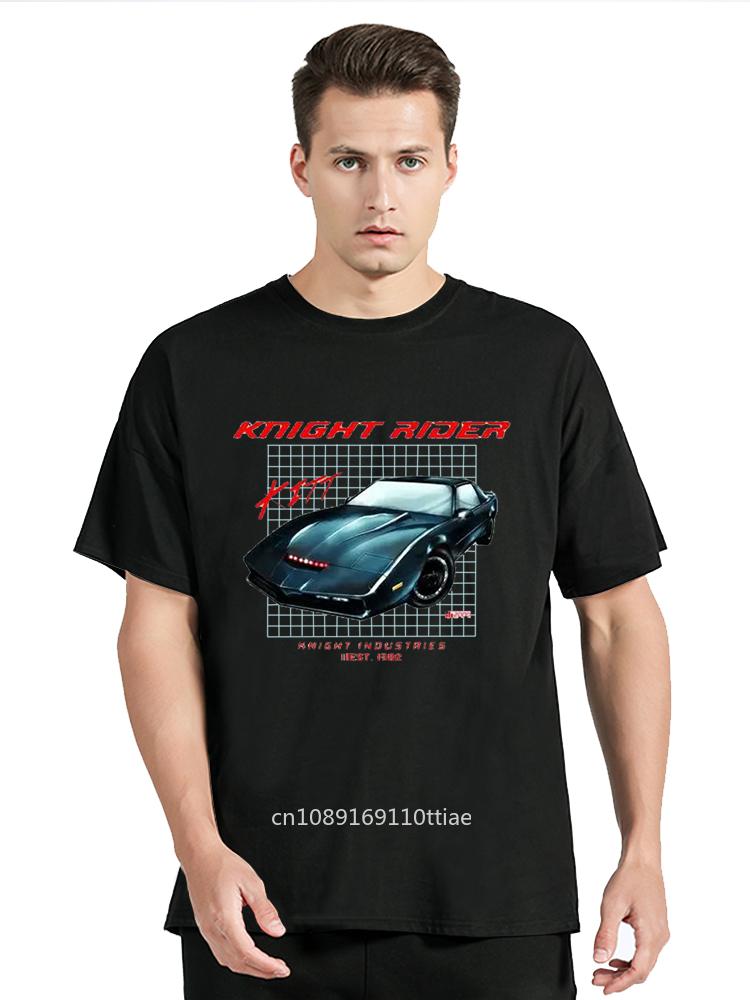 T-Shirt For Men Knight Rider 1982 Kaus Mobil David Bowhoff Knight Industry Kitt Firebir T Shirt Clothing Oversized Tshirt Tees