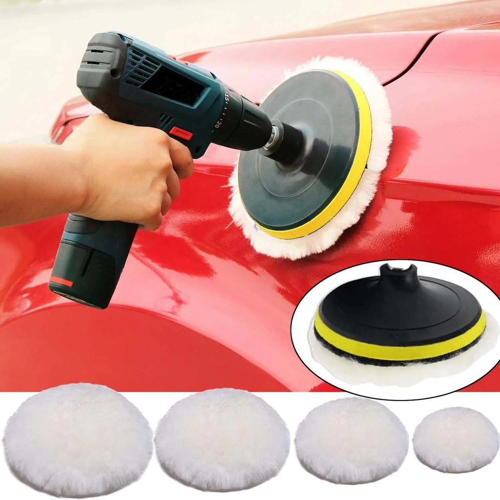 5 Sizes 75-175mm Wool Polishing Disc Car Beauty Waxing Self-Adhesive Disc Imitated Wool Sponge Pad Auto Polisher Sponges Discs