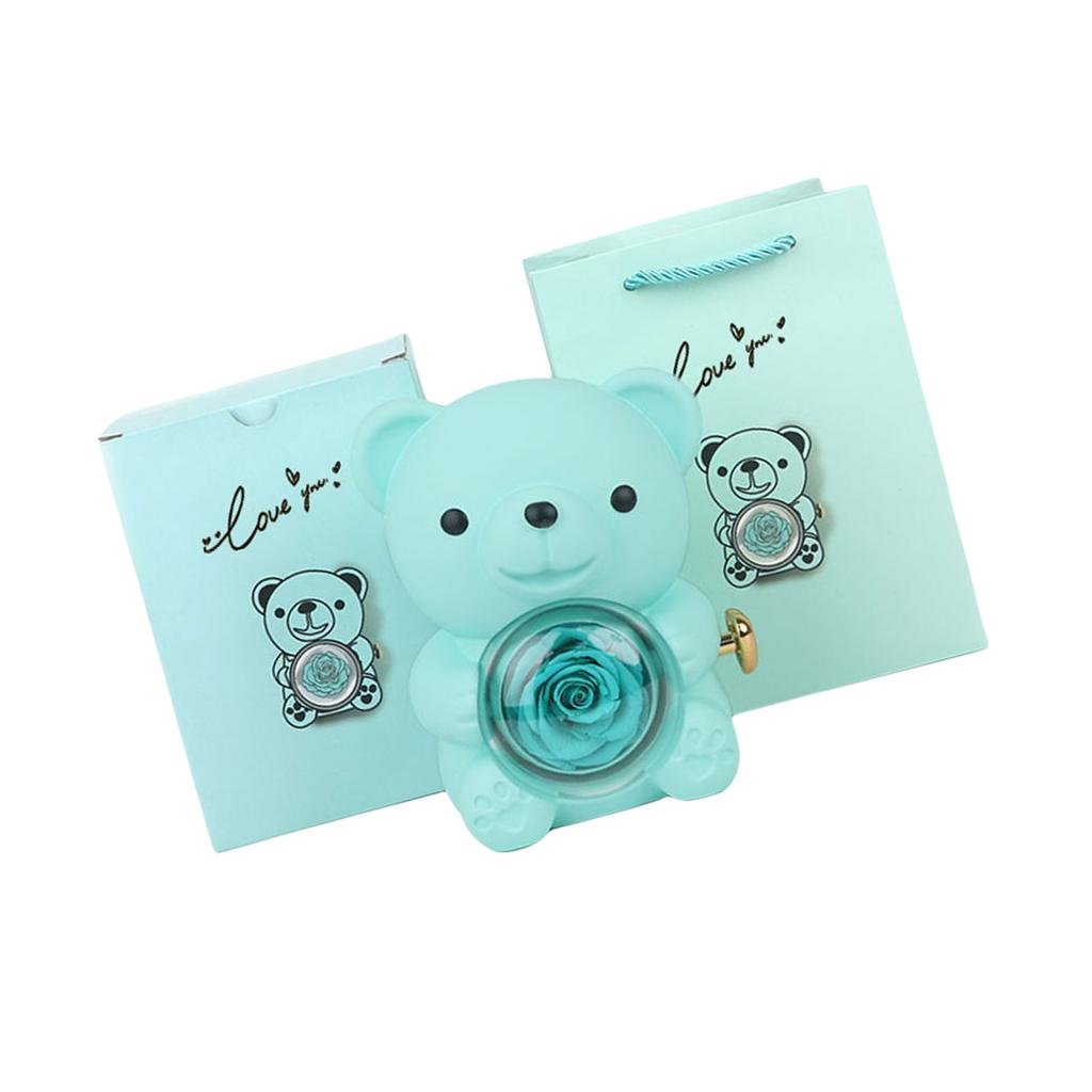 Romance Bear Gift Box with Preserved Rose Elegant for Valentine's Day Mother's Day Weddings Anniversaries Various Color