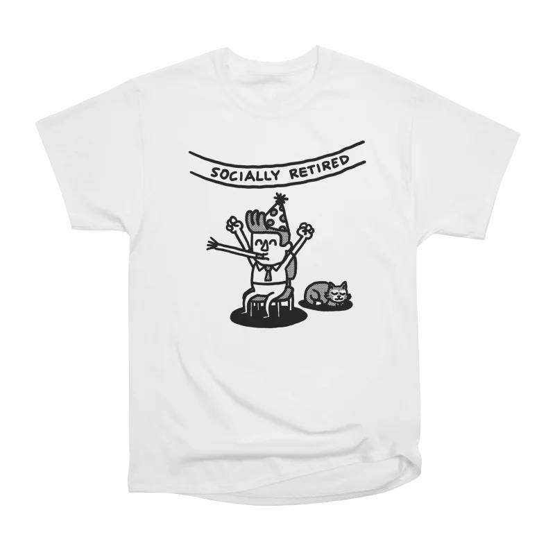 

Men Casual Shirts Short Sleeves SOCIALLY RETIRED White Tees Oversized T-shirts S белый