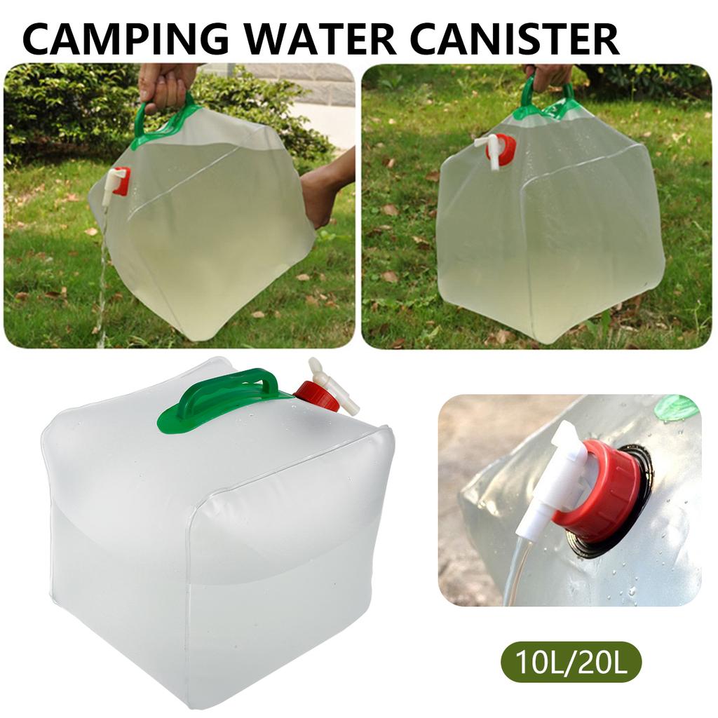10L/20L Camping Water Canisters with Tap Foldable Drinking Water Tank PVC Water Storage Bag Water Bucket for Outdoor Camping BBQ