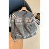 Korean Retro Women's Fair Isle Cardigan - Soft, Fluffy, Autumn/Winter Knit Sweater