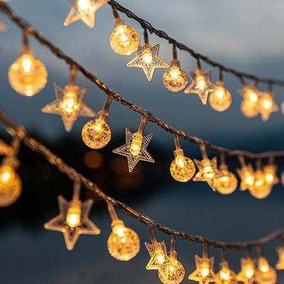 LED-Lichterkette Kugeln Sterne, kleine bunte Lichter, Weihnachts-Lichterketten, Dekorationslichter